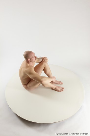 Nude Man White Sitting poses - simple Slim Bald Sitting poses - ALL Multi angles poses Realistic