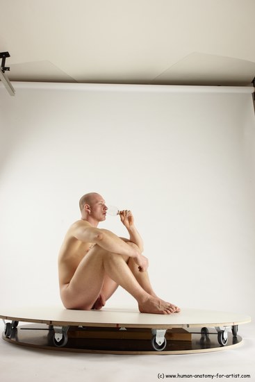 Nude Man White Sitting poses - simple Slim Bald Sitting poses - ALL Multi angles poses Realistic