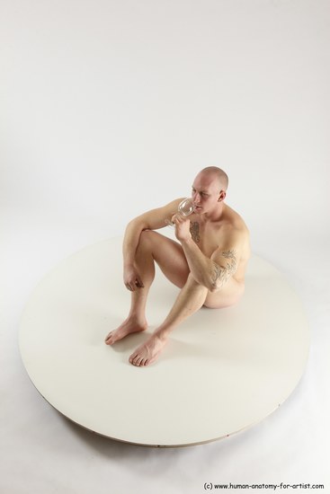 Nude Man White Sitting poses - simple Slim Bald Sitting poses - ALL Multi angles poses Realistic