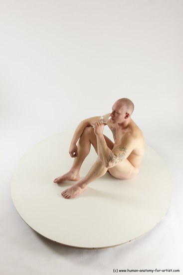 Nude Man White Sitting poses - simple Slim Bald Sitting poses - ALL Multi angles poses Realistic