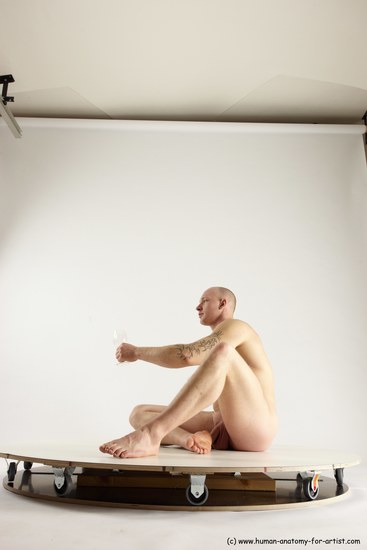 Nude Man White Sitting poses - simple Slim Bald Sitting poses - ALL Multi angles poses Realistic