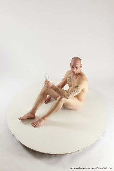 Nude Man White Sitting poses - simple Slim Bald Sitting poses - ALL Multi angles poses Realistic