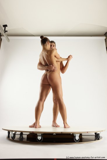 Nude Woman - Man White Standing poses - ALL Slim Short Brown Standing poses - simple Multi angles poses Realistic