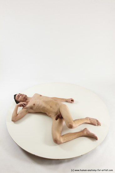 Nude Man White Laying poses - ALL Athletic Short Brown Laying poses - on back Multi angles poses Realistic