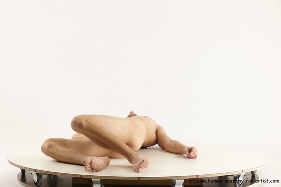 Nude Man White Laying poses - ALL Athletic Short Brown Laying poses - on back Multi angles poses Realistic