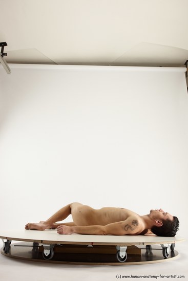 Nude Man White Laying poses - ALL Athletic Short Brown Laying poses - on back Multi angles poses Realistic