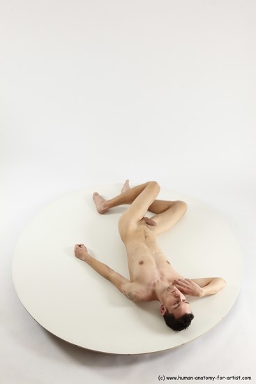 Nude Man White Laying poses - ALL Athletic Short Brown Laying poses - on back Multi angles poses Realistic