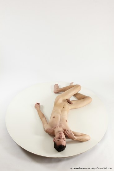 Nude Man White Laying poses - ALL Athletic Short Brown Laying poses - on back Multi angles poses Realistic