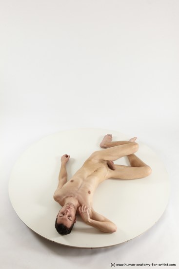 Nude Man White Laying poses - ALL Athletic Short Brown Laying poses - on back Multi angles poses Realistic