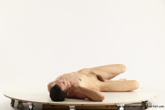 Nude Man White Laying poses - ALL Athletic Short Brown Laying poses - on back Multi angles poses Realistic