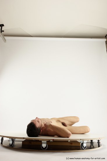 Nude Man White Laying poses - ALL Athletic Short Brown Laying poses - on back Multi angles poses Realistic