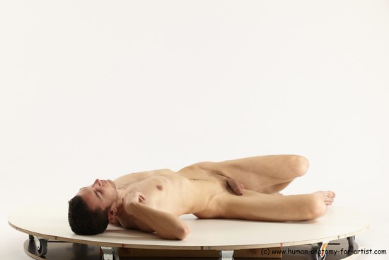 Nude Man White Laying poses - ALL Athletic Short Brown Laying poses - on back Multi angles poses Realistic