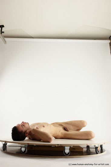 Nude Man White Laying poses - ALL Athletic Short Brown Laying poses - on back Multi angles poses Realistic