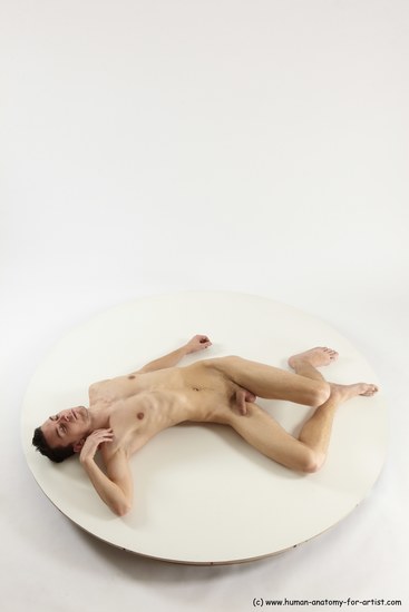 Nude Man White Laying poses - ALL Athletic Short Brown Laying poses - on back Multi angles poses Realistic