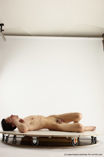 Nude Man White Laying poses - ALL Athletic Short Brown Laying poses - on back Multi angles poses Realistic