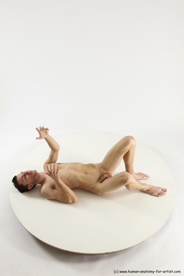 Nude Man White Laying poses - ALL Athletic Short Brown Laying poses - on back Multi angles poses Realistic