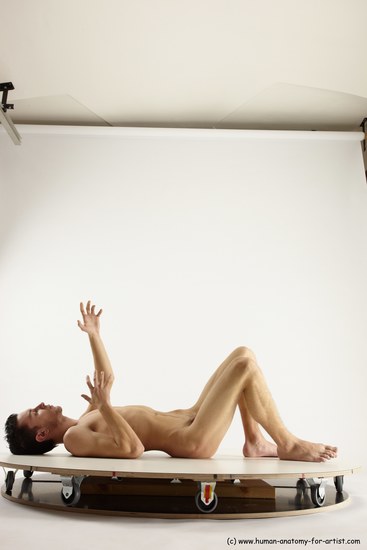 Nude Man White Laying poses - ALL Athletic Short Brown Laying poses - on back Multi angles poses Realistic