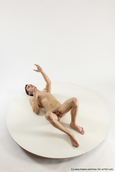 Nude Man White Laying poses - ALL Athletic Short Brown Laying poses - on back Multi angles poses Realistic