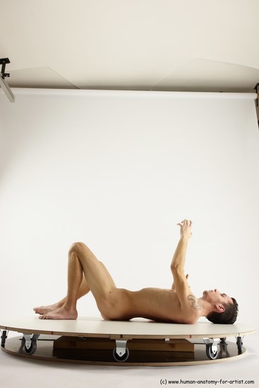 Nude Man White Laying poses - ALL Athletic Short Brown Laying poses - on back Multi angles poses Realistic