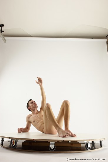 Nude Man White Laying poses - ALL Athletic Short Brown Laying poses - on back Multi angles poses Realistic