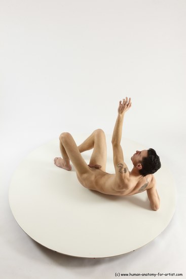 Nude Man White Laying poses - ALL Athletic Short Brown Laying poses - on back Multi angles poses Realistic