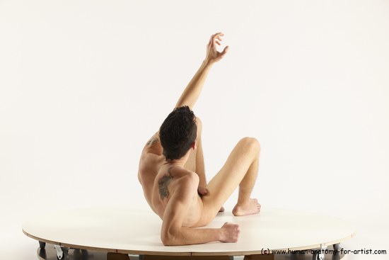 Nude Man White Laying poses - ALL Athletic Short Brown Laying poses - on back Multi angles poses Realistic