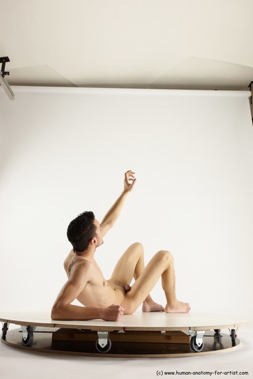 Nude Man White Laying poses - ALL Athletic Short Brown Laying poses - on back Multi angles poses Realistic