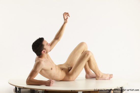 Nude Man White Laying poses - ALL Athletic Short Brown Laying poses - on back Multi angles poses Realistic