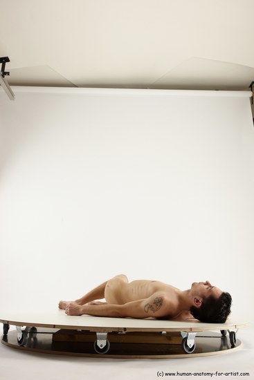 Nude Man White Laying poses - ALL Athletic Short Brown Laying poses - on back Multi angles poses Realistic