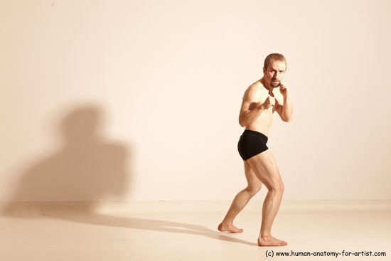 Underwear Martial art Man White Moving poses Slim Short Blond Dynamic poses Academic