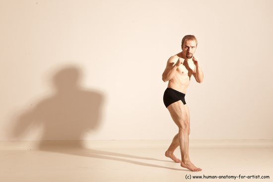 Underwear Martial art Man White Moving poses Slim Short Blond Dynamic poses Academic