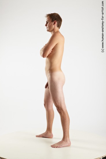 Nude Man White Standing poses - ALL Slim Short Brown Standing poses - simple Realistic