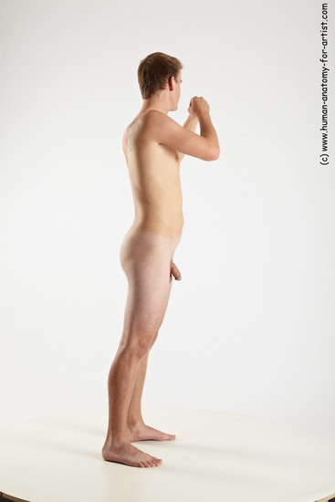 Nude Man White Standing poses - ALL Slim Short Brown Standing poses - simple Realistic