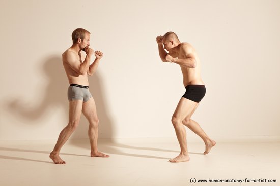 Underwear Martial art Man - Man White Moving poses Slim Short Blond Dynamic poses Academic