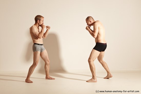 Underwear Martial art Man - Man White Moving poses Slim Short Blond Dynamic poses Academic