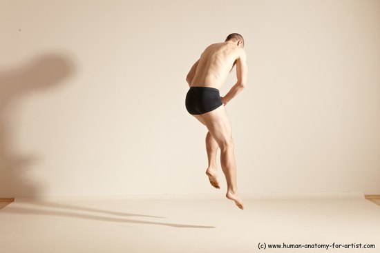 Underwear Gymnastic poses Man White Slim Bald Dancing Dynamic poses Academic