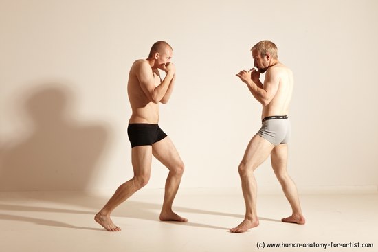 Underwear Martial art Man - Man White Moving poses Athletic Short Blond Dynamic poses Academic