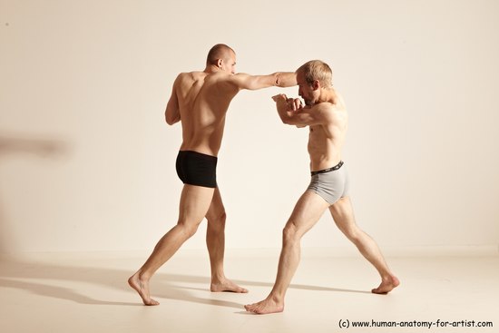 Underwear Martial art Man - Man White Moving poses Athletic Short Blond Dynamic poses Academic