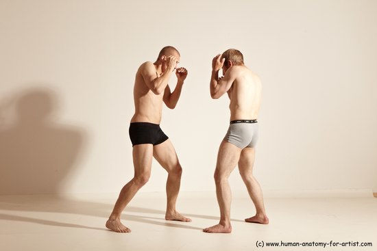 Underwear Martial art Man - Man White Moving poses Athletic Short Blond Dynamic poses Academic