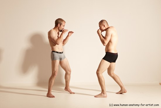 Underwear Martial art Man - Man White Moving poses Athletic Short Blond Dynamic poses Academic