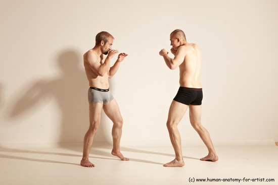 Underwear Martial art Man - Man White Moving poses Athletic Short Blond Dynamic poses Academic