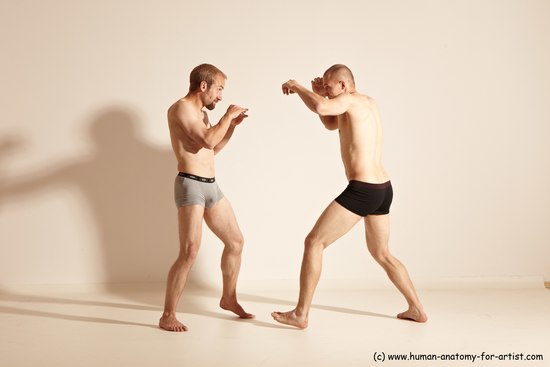 Underwear Martial art Man - Man White Moving poses Athletic Short Blond Dynamic poses Academic