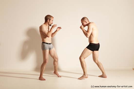 Underwear Martial art Man - Man White Moving poses Athletic Short Blond Dynamic poses Academic