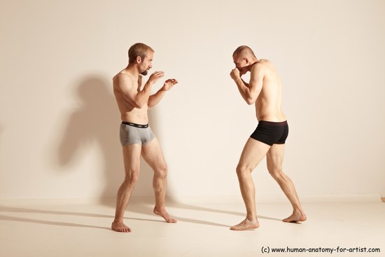 Underwear Martial art Man - Man White Moving poses Athletic Short Blond Dynamic poses Academic