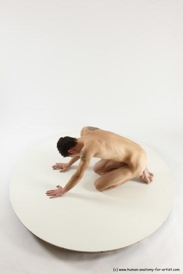 Nude Man White Athletic Short Brown Sitting poses - ALL Sitting poses - on knees Multi angles poses Realistic