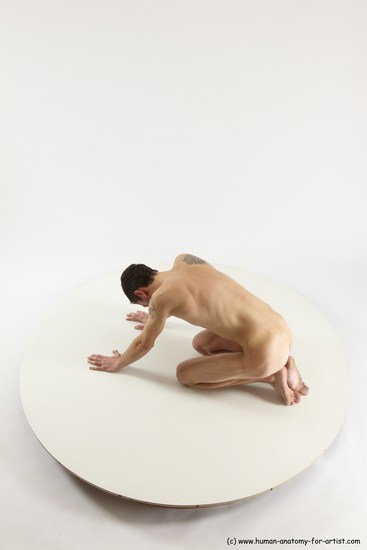 Nude Man White Athletic Short Brown Sitting poses - ALL Sitting poses - on knees Multi angles poses Realistic