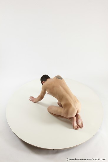 Nude Man White Athletic Short Brown Sitting poses - ALL Sitting poses - on knees Multi angles poses Realistic