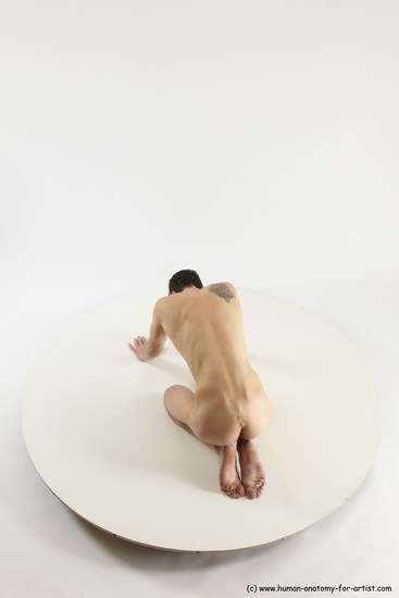 Nude Man White Athletic Short Brown Sitting poses - ALL Sitting poses - on knees Multi angles poses Realistic