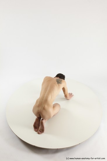 Nude Man White Athletic Short Brown Sitting poses - ALL Sitting poses - on knees Multi angles poses Realistic