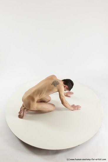 Nude Man White Athletic Short Brown Sitting poses - ALL Sitting poses - on knees Multi angles poses Realistic